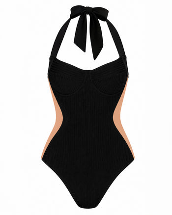 Outline image of Halter Siren - Contour Rib Black/Tawny