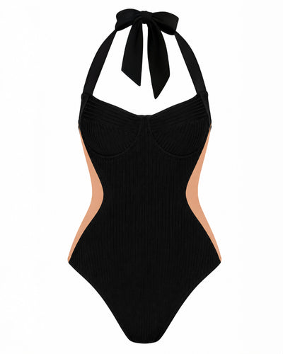 Outline image of Halter Siren - Contour Rib Black/Tawny