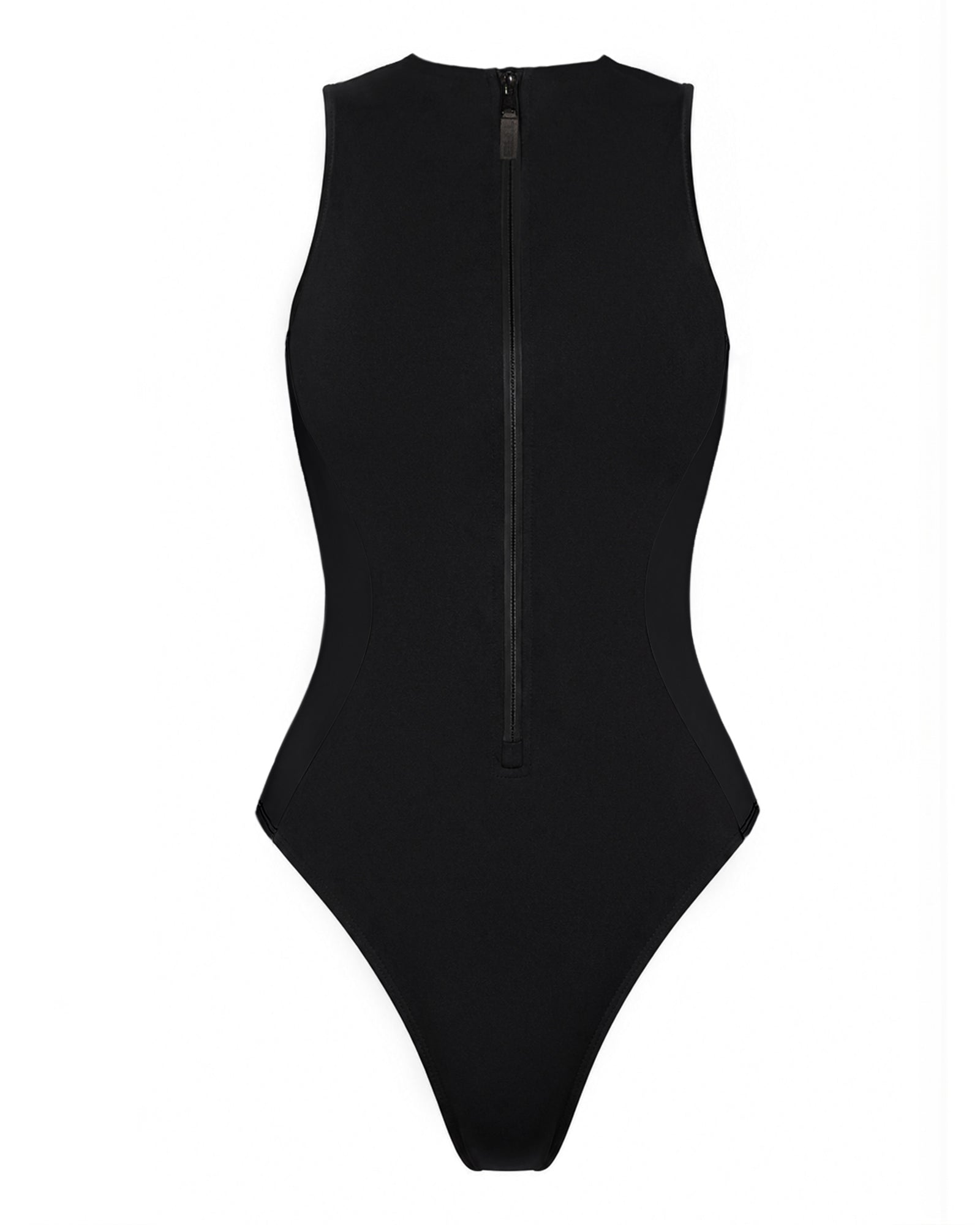 Hi Cut Sleeveless Surfy Shapewear Swimsuit - Contour Black/White | TA3