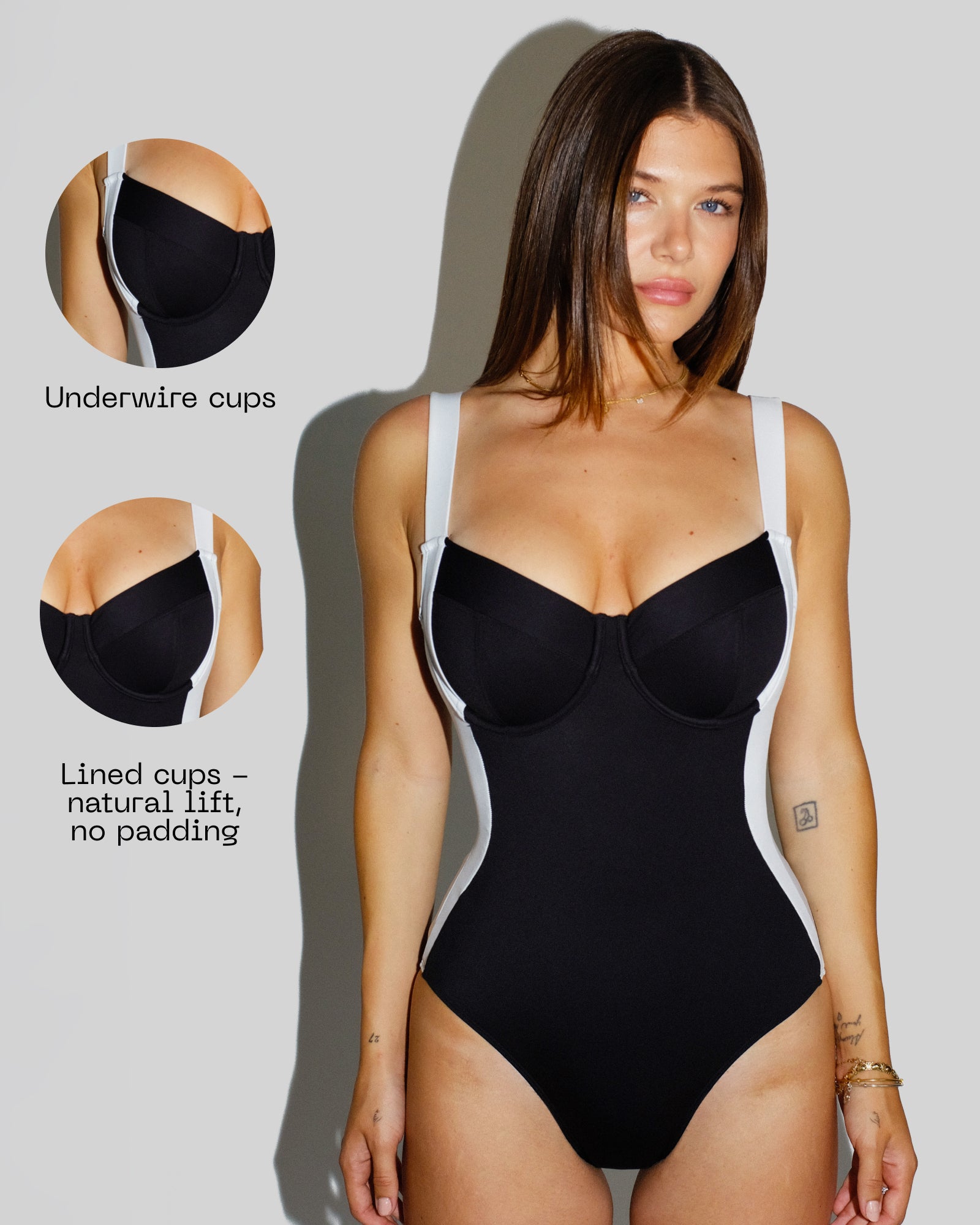 Underwire Full Coverage Swimsuit - Lifty Contour Black/White | TA3