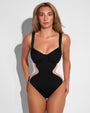 Model in Brazilian Siren - Contour Rib Black/Rose/White front view