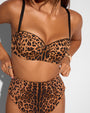 Model posing in Bombshell Bikini Top - Leopard paired with matching swim bottom