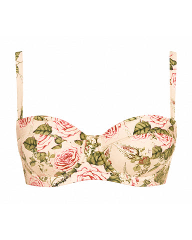 Back view of model in Bombshell Bikini Top - Thorny Rose 