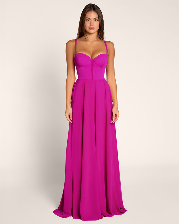 Full body front view of Bombshell Maxi Dress - Electric Fuchsia