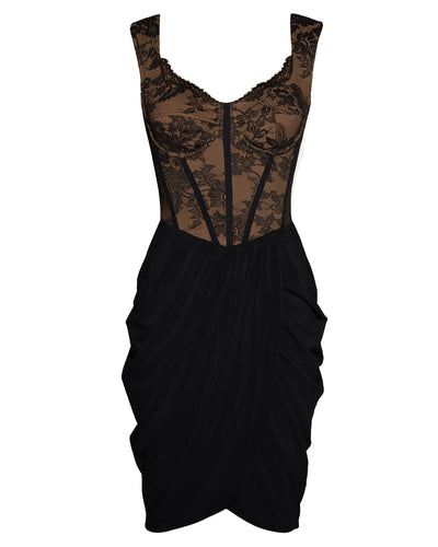 Front outline image of Tulip Mini Balconette Dress - Black