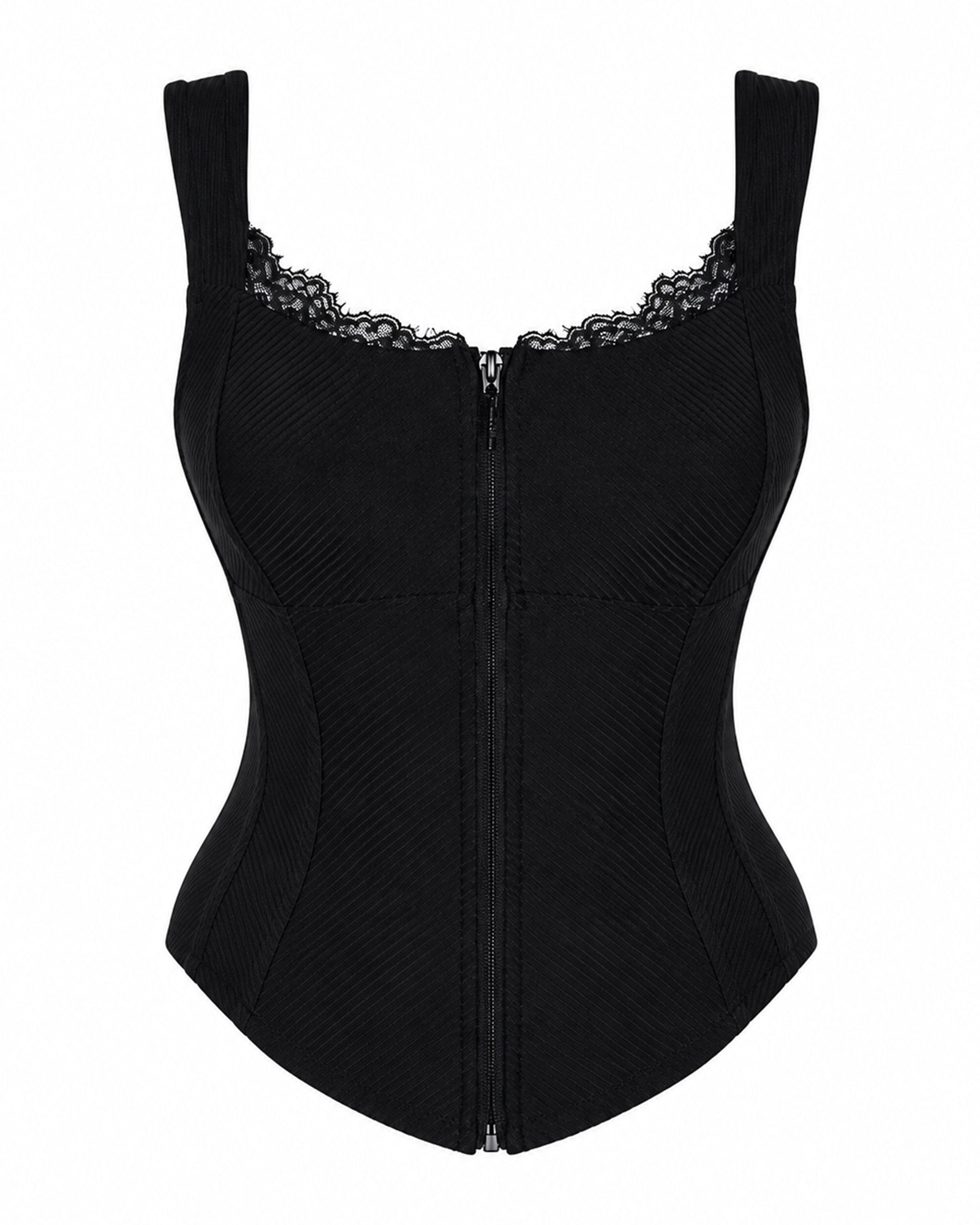 Corsety Seamed Rib Sculpting Tank - Lace Rib Black | TA3
