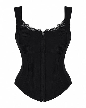 Outline image of Corsety Seamed Rib Tank - Lace Rib Black