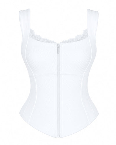 Outline image of Corsety Seamed Rib Tank - Rib White front