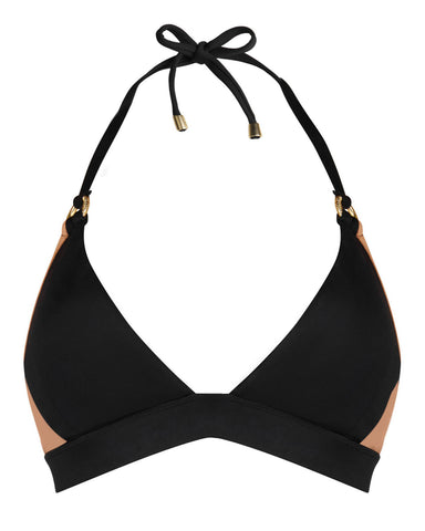 Outline image of Triangle Bikini Top - Black/Tawny
