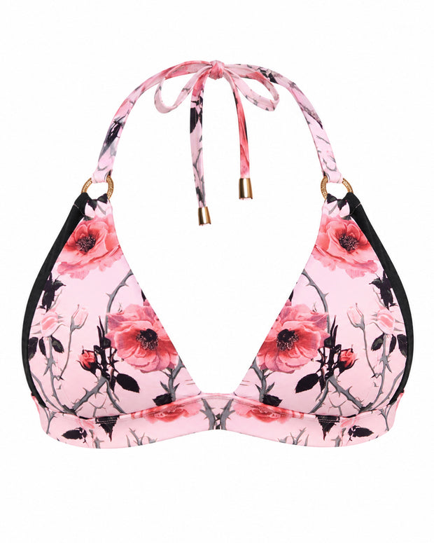 Outline image of Triangle Bikini Top - Rose Thistle/Black
