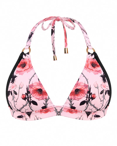 Outline image of Triangle Bikini Top - Rose Thistle/Black