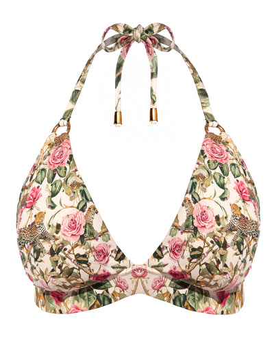 Outline image of Triangle Bikini Top - Pink Rose Leopard