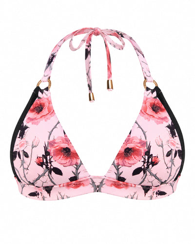 Outline image of Triangle Bikini Top - Rose Thistle/Black
