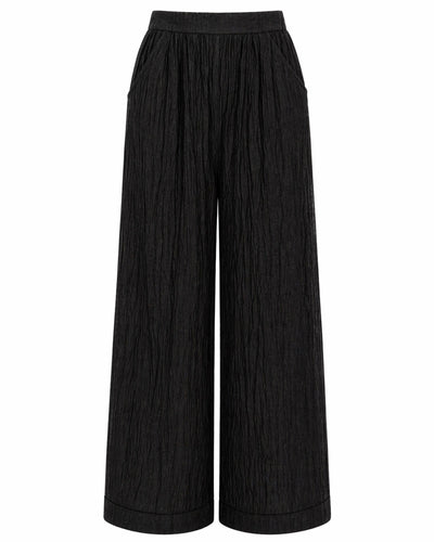 Outline image of Seersucker Gauze Flowy Pant - Black