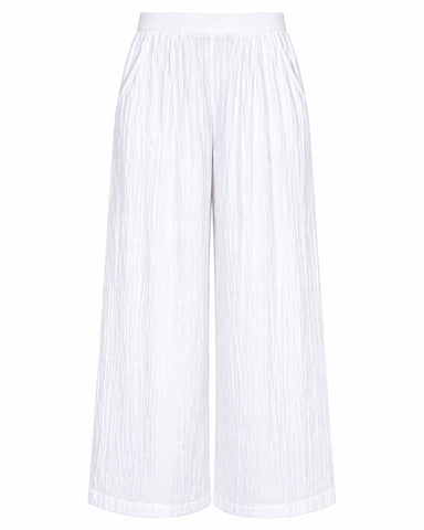 Full body front view of Flowy Pant - Gauze White paired with matching top