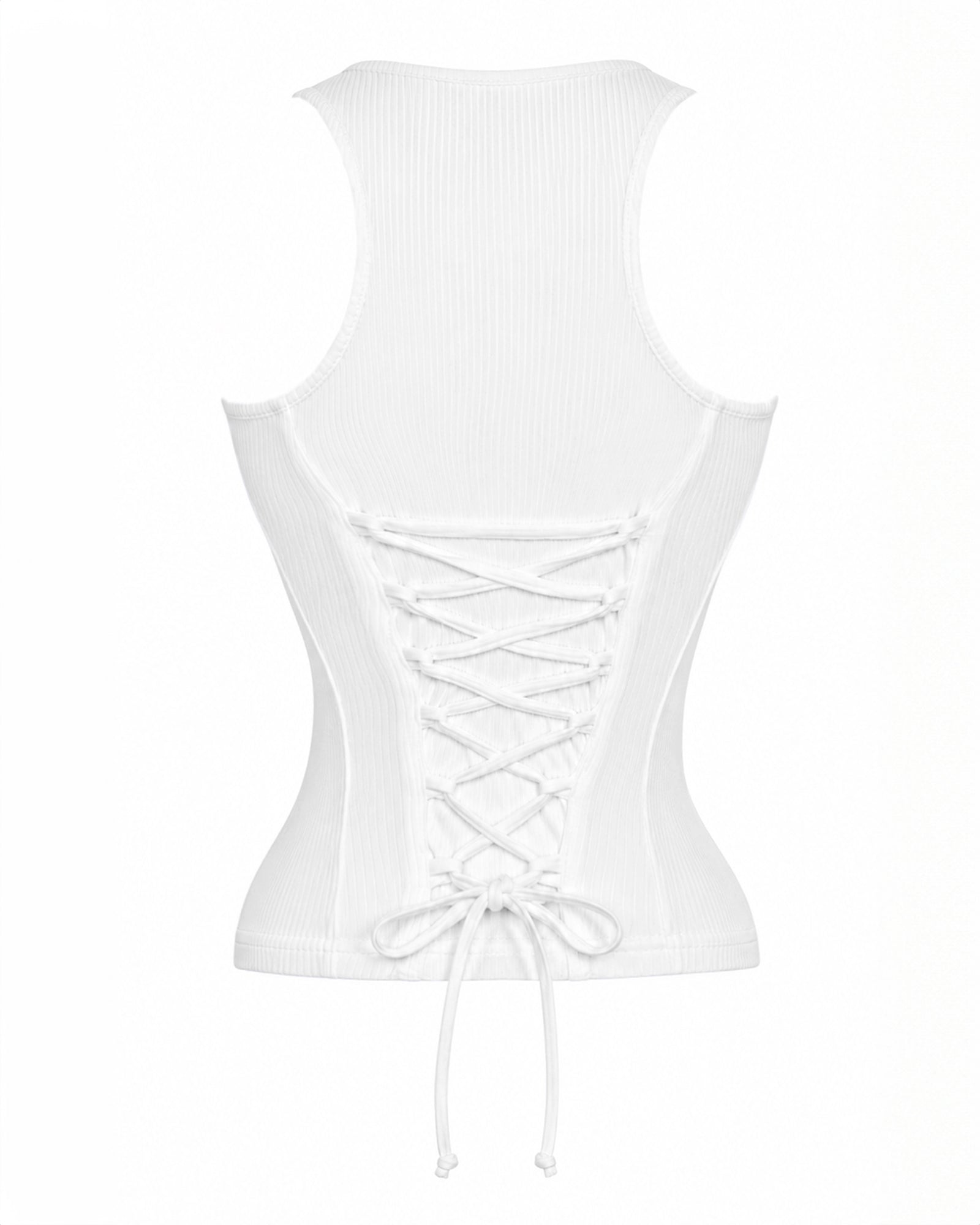 Corsety Scoop Neck Zip Front Shapewear Tank Top - Rib White | TA3
