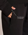 Graphic of Croissant Fleecey - Black highlighting thumbholes in sleeves