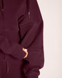 Close up of hidden pockets on Croissant Fleecey - Garnet