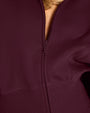 Close up of zipper on Croissant Fleecey - Garnet